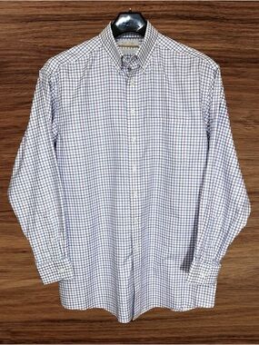 Roundtree & Yorke Gold Label Cotton Twill Check Pattern Dress Shirt. 16.5” / 35”